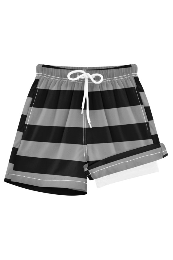 Gray Stripes Boys Swim Trunks Beach Swimsuit Shorts Boxer 8Y