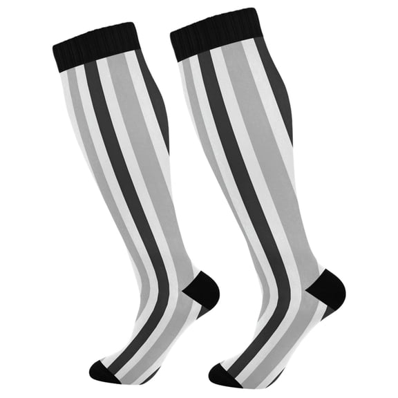 joogoo Gray Stripes Long Socks Women Men Knee High Sock