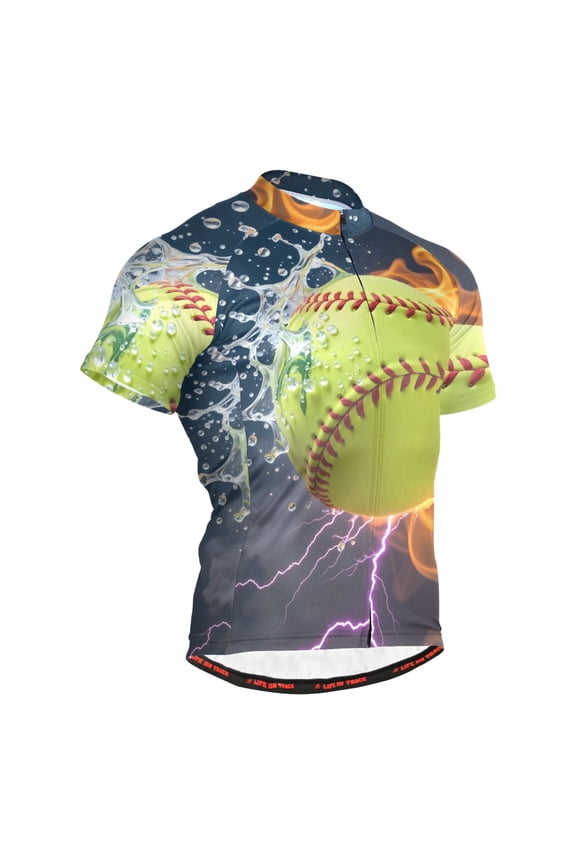 Green Baseball Fire Men's Cycling Jerseys Mountain Bike Short Sleeve Tops M