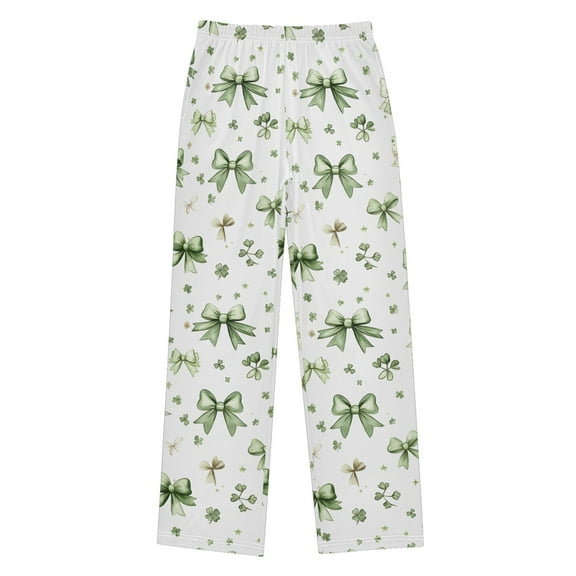 joogoo Green Bows Pajama Pants Pj Bottoms Sleepwear Lounge M