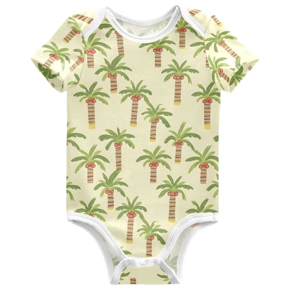 joogoo Green Coconut Tree Pattern Baby Bodysuits Short Sleeve Cotton Onesies Clothes 18Months