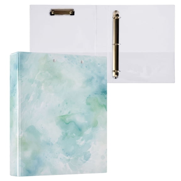 joogoo Green Tie-dye Marble Hardcover 3 Ring Binder 1.5" Round Rings Interior Pockets Binders Organizer 1 Pack