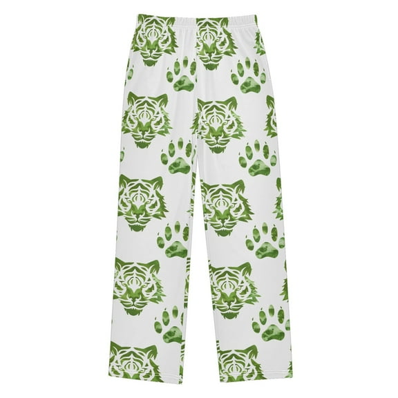 joogoo Green Tiger and Paws Pajama Pants Pj Bottoms Sleepwear Lounge L