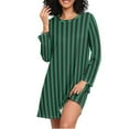 thumbnail image 1 of joogoo Green and Black Stripes Women's Long Sleeve Nightgown Sleepwear L, 1 of 8