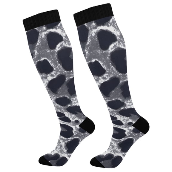 joogoo Grey Leopard Print Compression Socks Women Men Knee High Sock