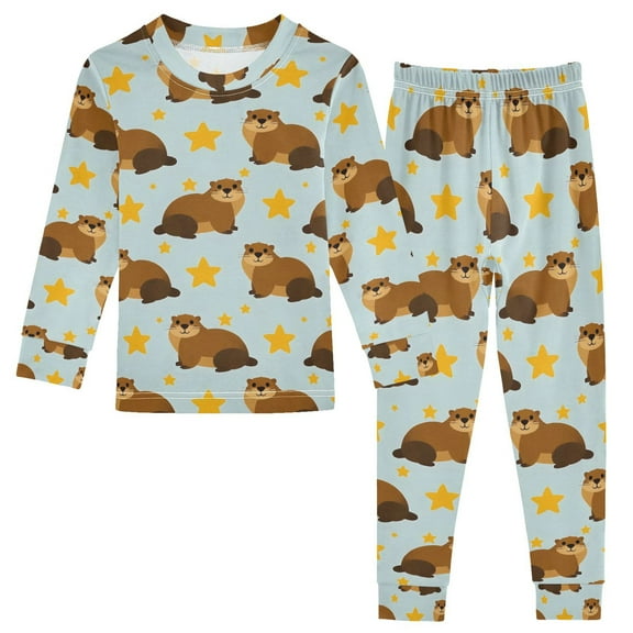 joogoo Groundhog Dog Stars 2 Piece Long Sleeve Tee and Pants Cotton Pajama Set 8Y