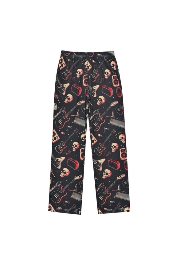 Guitar Skull Player Pajama Pants Pj Bottoms Sleepwear Lounge M