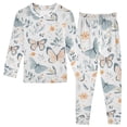 thumbnail image 1 of joogoo Hand Drawn Floral Butterfly 2 Piece Long Sleeve Tee and Pants Cotton Pajama Set 5Y, 1 of 7
