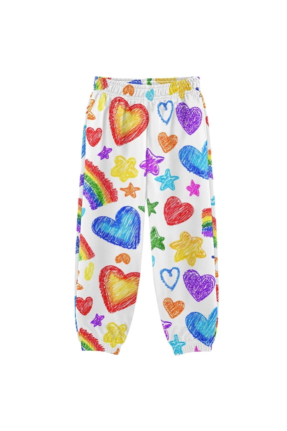 Hand Drawn Heart Rainbow Boys' Sweatpants Jogger Pants 3T