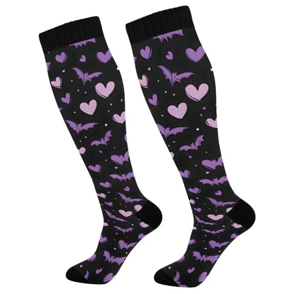 joogoo Hearts Bats Socks Women Men Knee High Sock