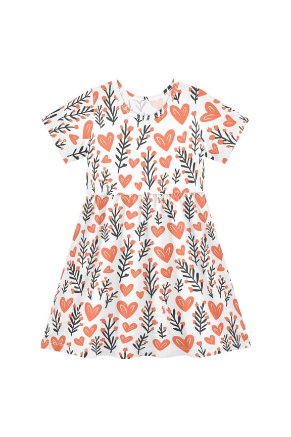 Hearts Leaf Girls' Short Sleeve Dress Kids Dresses 5-6T