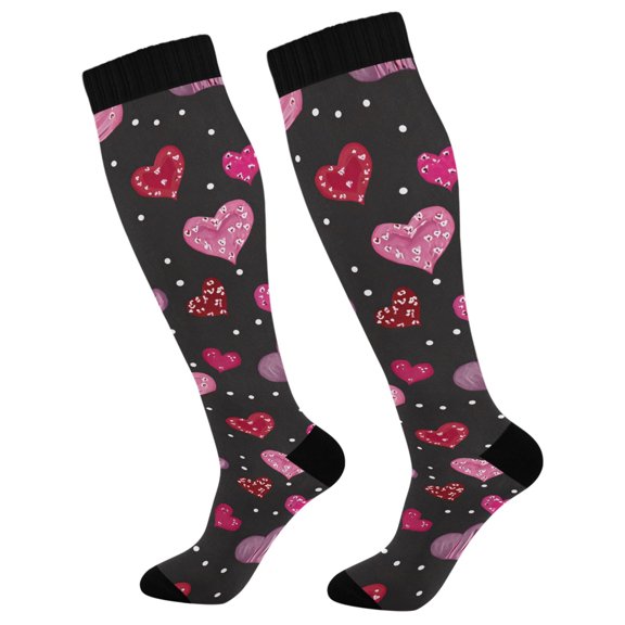 joogoo Hearts Polka Dots Socks Women Men Knee High Sock
