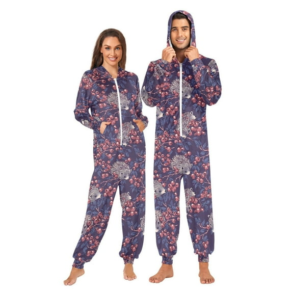 joogoo Hedgehog Cherry Unisex Adults Onesies Pajamas Jumpsuits L