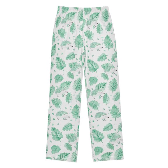 joogoo Hedgehog Leaves Green Pajama Pants Pj Bottoms Sleepwear Lounge M