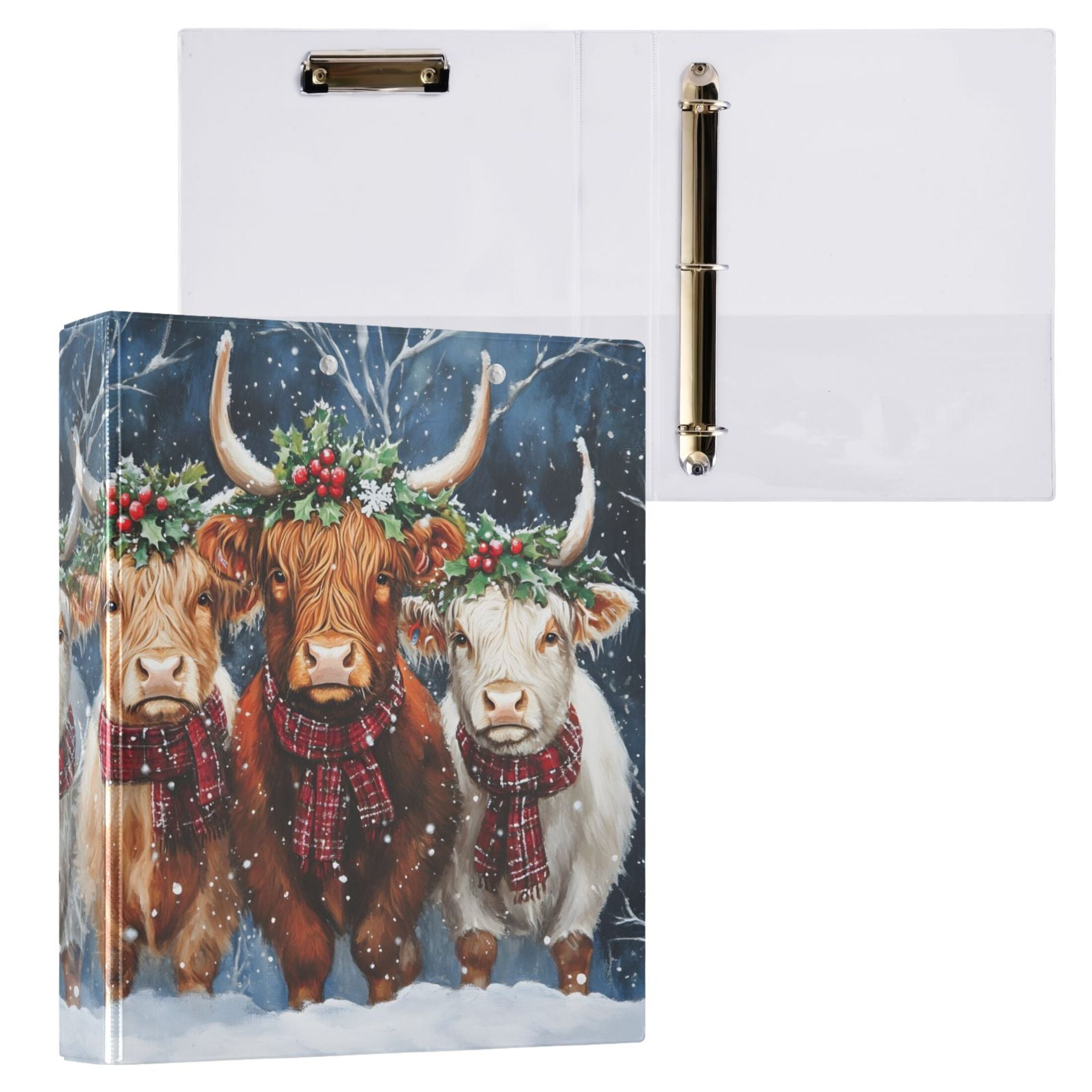 joogoo Highland Cattle Hardcover 3 Ring Binder 1.5" Round Rings Interior Pockets Binders Organizer 1 Pack