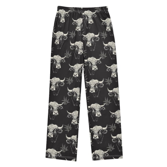 joogoo Highland Cattle Leaves-s1 Kids Pajama Pants Pj Bottoms Boy Girls Sleepwear Lounge S