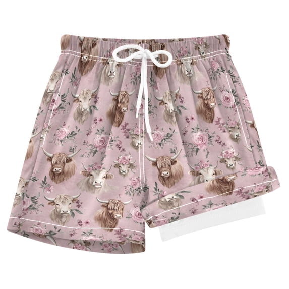 joogoo Highland Cattle Roses Boys Swim Trunks Beach Swimsuit Shorts Boxer 8Y