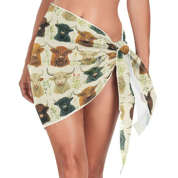 joogoo Highland Cattles Women's Beach Sarong Bathing Suit Wrap Swimwear Cover Ups L