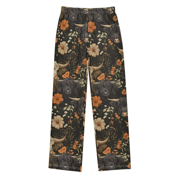 joogoo Highland Cows Flower Pajama Pants Pj Bottoms Sleepwear Lounge XL