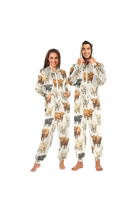 Highland Cows Unisex Adults Onesies Pajamas Jumpsuits XL