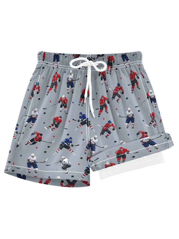 Hockey Players Winter Boys Swim Trunks Beach Swimsuit Shorts Boxer 4T