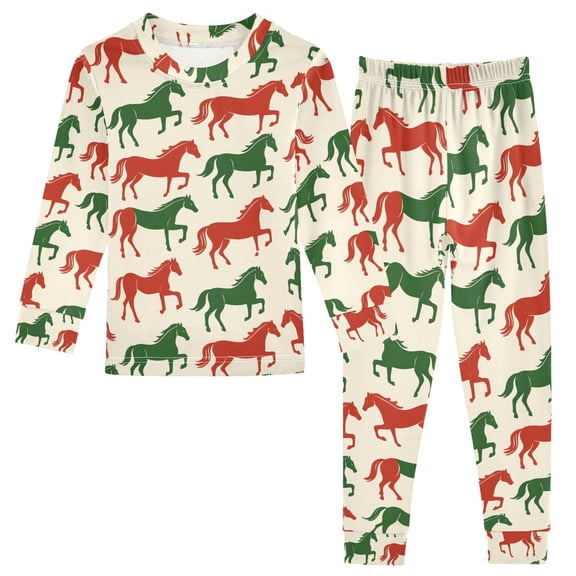 joogoo Horse Artistic Pajamas Set Long Sleeve Soft Cotton Sleepwear 2 Piece 24M
