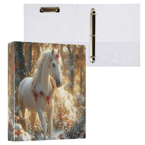 joogoo Horse Forest Hardcover 3 Ring Binder 1.5" Round Rings Interior Pockets Binders Organizer 1 Pack