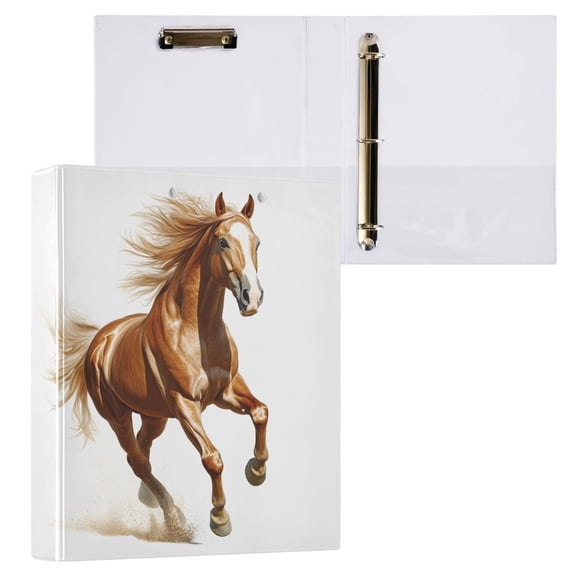 joogoo Horse Running Hardcover 3 Ring Binder 1.5" Round Rings Interior Pockets Binders Organizer 1 Pack
