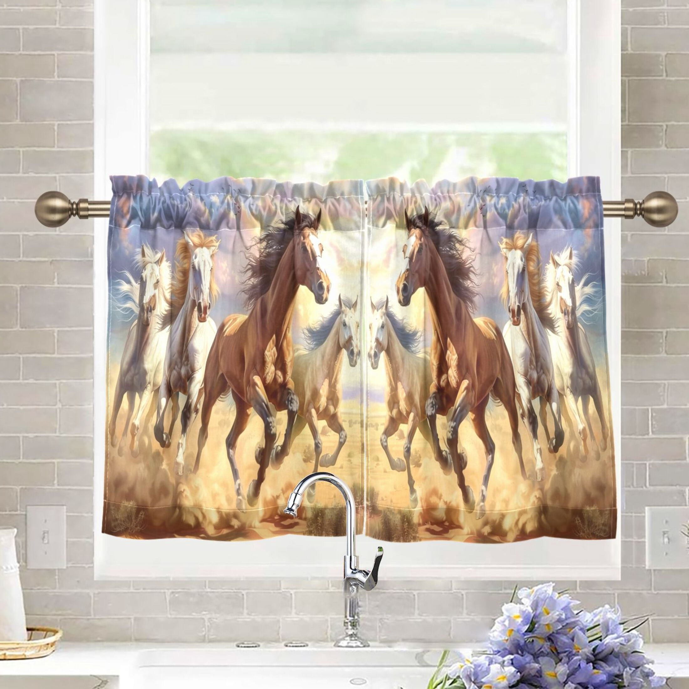 Geometric Horse Quilted Curtains NCU0HNH879
