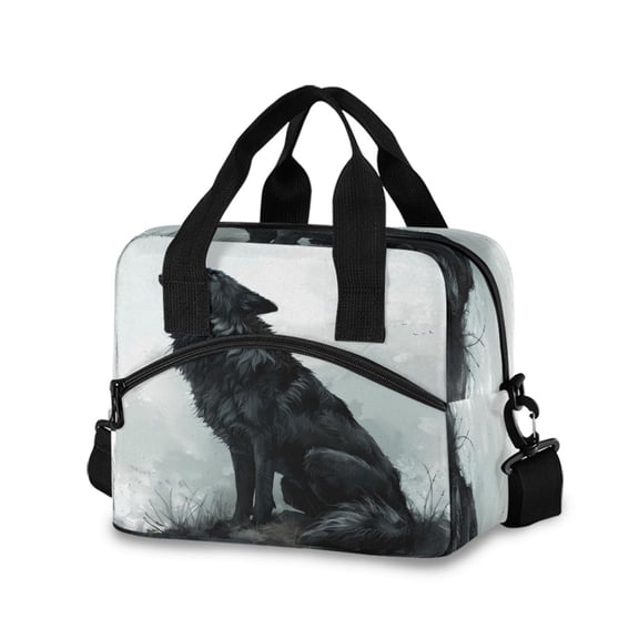 joogoo Howling Wolf Insulated Lunch Bags Reusable Cooler Box with Shoulder Strap