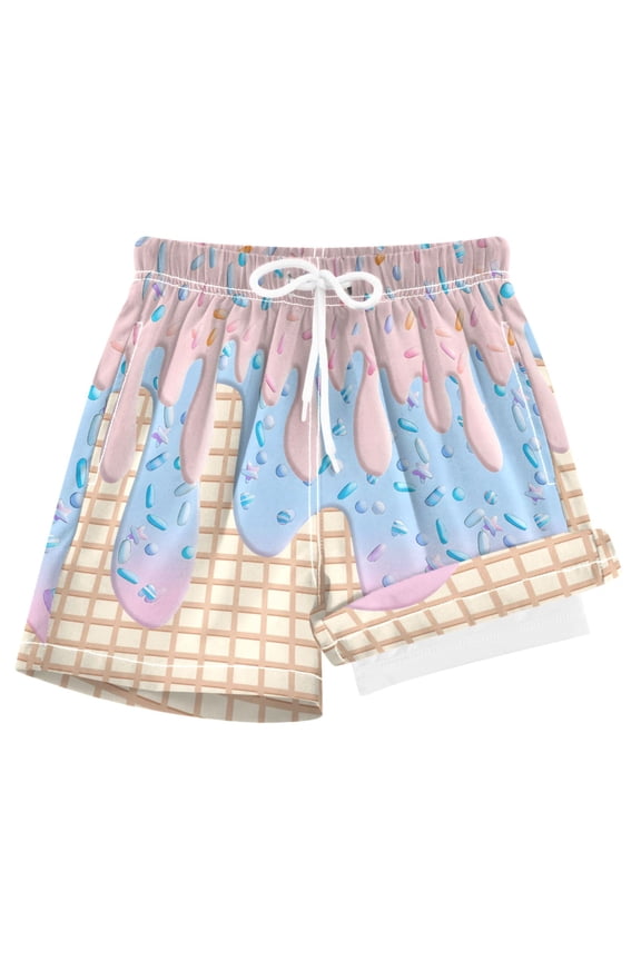 Ice Cream Pink Boys Swim Trunks Beach Swimsuit Shorts Boxer 8Y