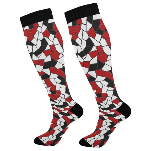 joogoo Irregular Squares Socks Women Men Knee High Sock