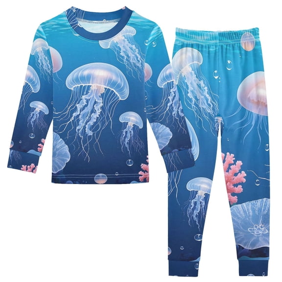 joogoo Jellyfish 2 Piece Long Sleeve Tee and Pants Cotton Pajama Set 3T