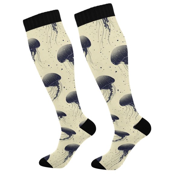 joogoo Jellyfish Paint Socks Women Men Knee High Sock