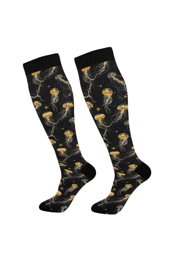 Jellyfish Pattern Socks Women Men Knee High Sock