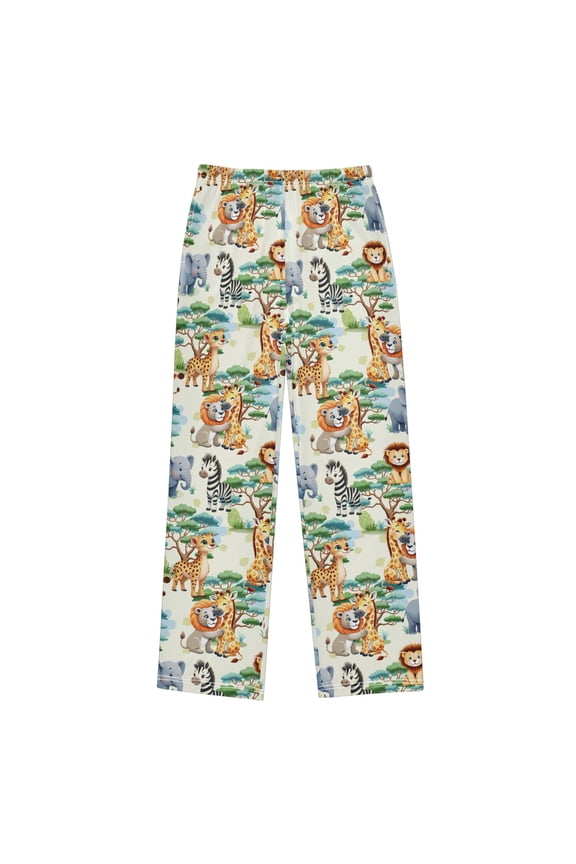 Jungle Animals Lions Elephants Pajama Pants Pj Bottoms Sleepwear Lounge L