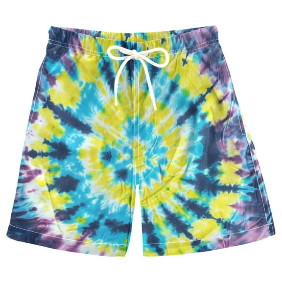 joogoo Kids Boys Swim Trunks Abstract Tie Dye Beach Board Shorts Drawstring Swimsuit Kid Teen M