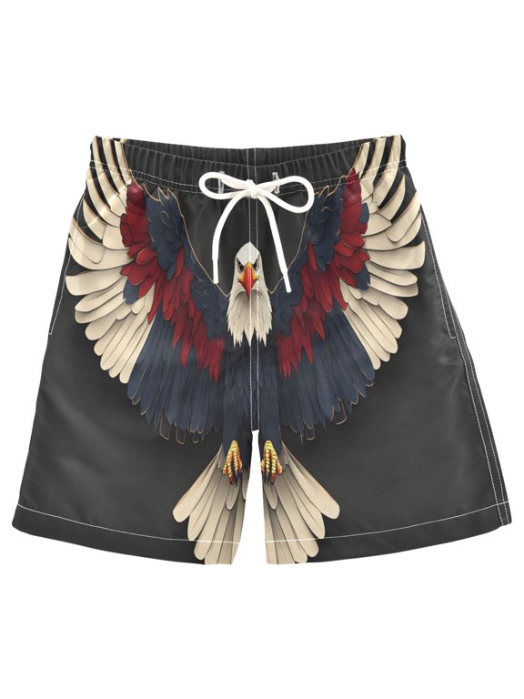 Kids Boys Swim Trunks America Eagle-t1 Beach Board Shorts Drawstring Swimsuit Kid Teen XL