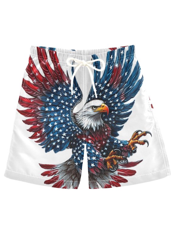 Kids Boys Swim Trunks American Eagle Beach Board Shorts Drawstring Swimsuit Kid Teen M