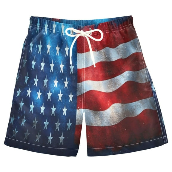 joogoo Kids Boys Swim Trunks American Flag Beach Board Shorts Drawstring Swimsuit Kid Teen L