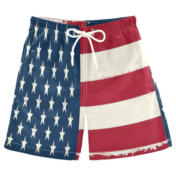 joogoo Kids Boys Swim Trunks American Flag Beach Board Shorts Drawstring Swimsuit Kid Teen L
