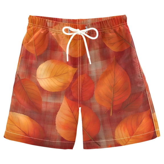 joogoo Kids Boys Swim Trunks Autumn Leaves Beach Board Shorts Drawstring Swimsuit Kid Teen M