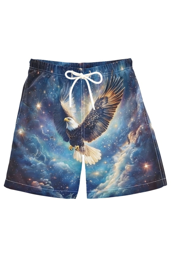 Kids Boys Swim Trunks Cool Eagle Beach Board Shorts Drawstring Swimsuit Kid Teen L