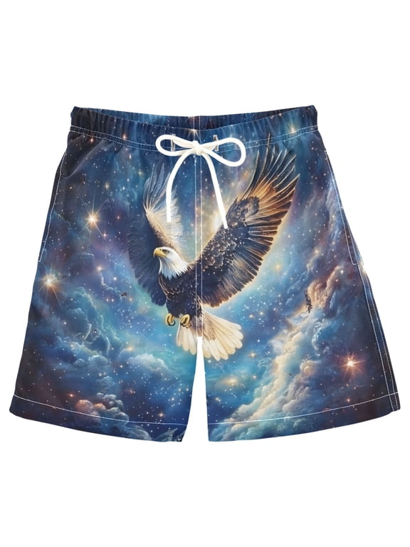 Kids Boys Swim Trunks Cool Eagle Beach Board Shorts Drawstring Swimsuit Kid Teen XL