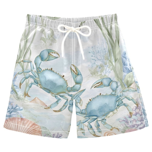 joogoo Kids Boys Swim Trunks Crabs in Ocean Beach Board Shorts Drawstring Swimsuit Kid Teen XL