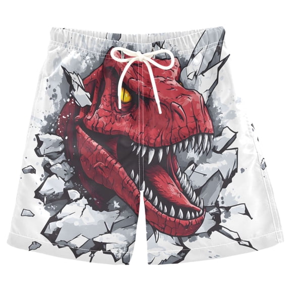 joogoo Kids Boys Swim Trunks Dinosaur Beach Board Shorts Drawstring Swimsuit Kid Teen M