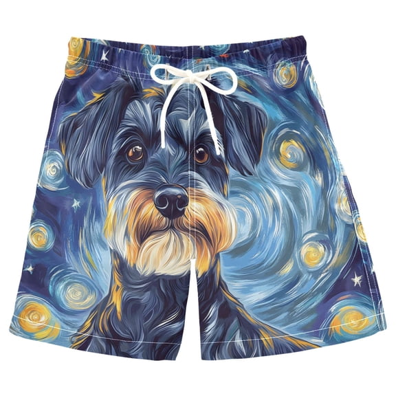 joogoo Kids Boys Swim Trunks Dog Starry Night Beach Board Shorts Drawstring Swimsuit Kid Teen M