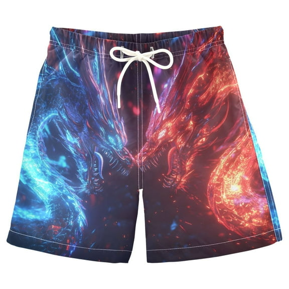 joogoo Kids Boys Swim Trunks Dragon Cool Beach Board Shorts Drawstring Swimsuit Kid Teen M