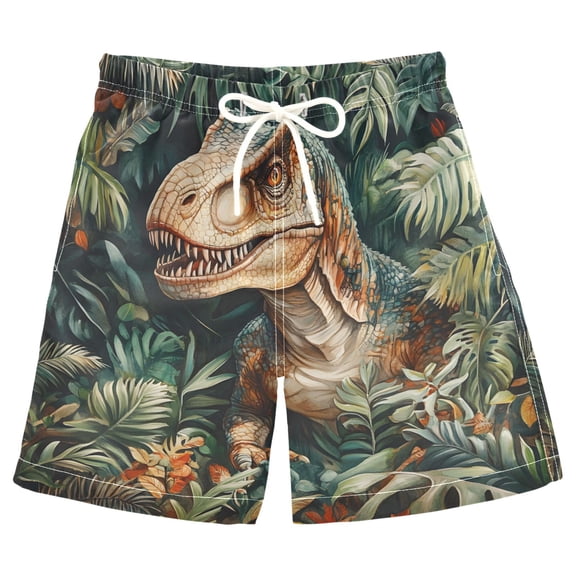 joogoo Kids Boys Swim Trunks Dragon in Palm Beach Board Shorts Drawstring Swimsuit Kid Teen L