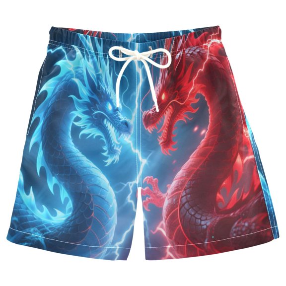 joogoo Kids Boys Swim Trunks Dragons Cool Beach Board Shorts Drawstring Swimsuit Kid Teen L
